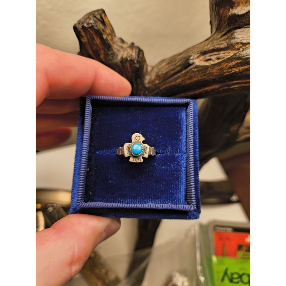 Vintage Navajo Thunderbird Sterling Silver Ring Size 5 1/4 - Picture 1 of 6